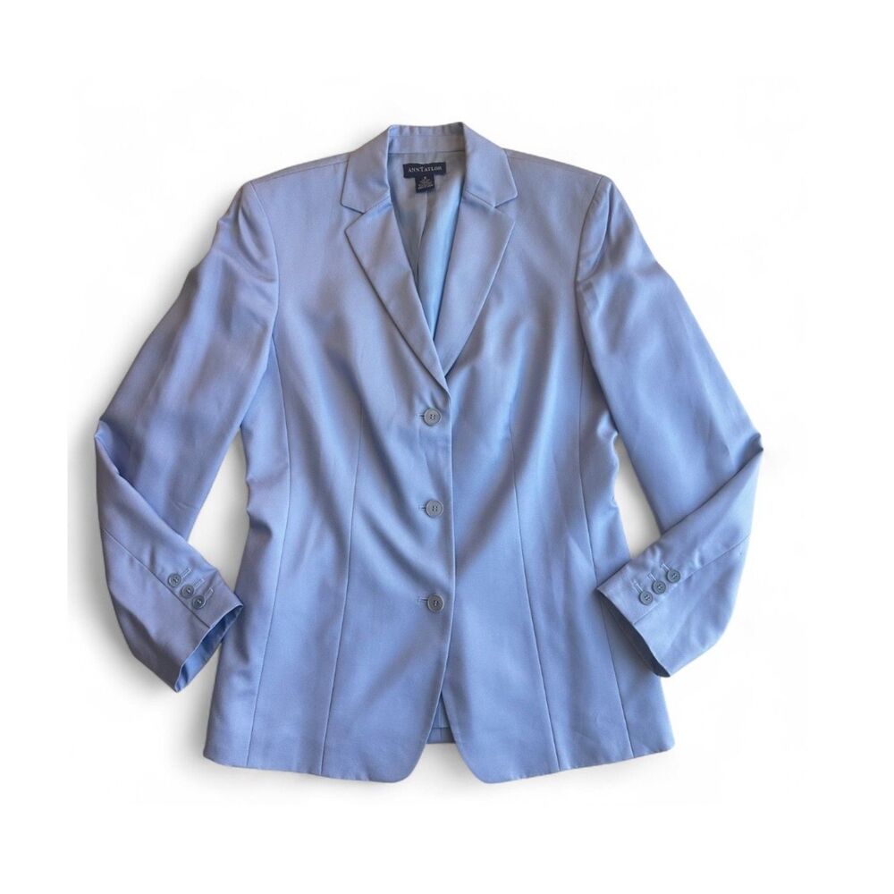 VTG Ann Taylor 100% silk light blue blazer size 4